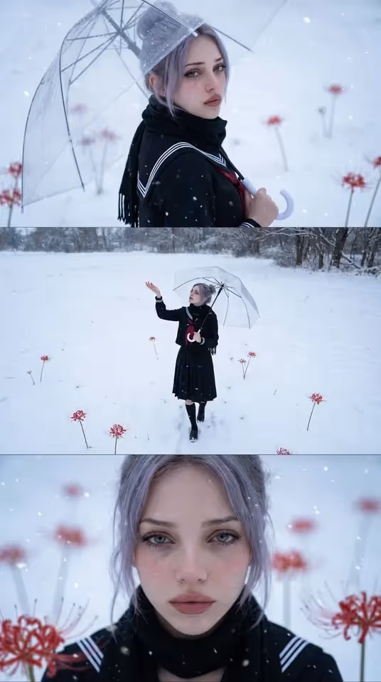 Melancholic Triptych Portrait