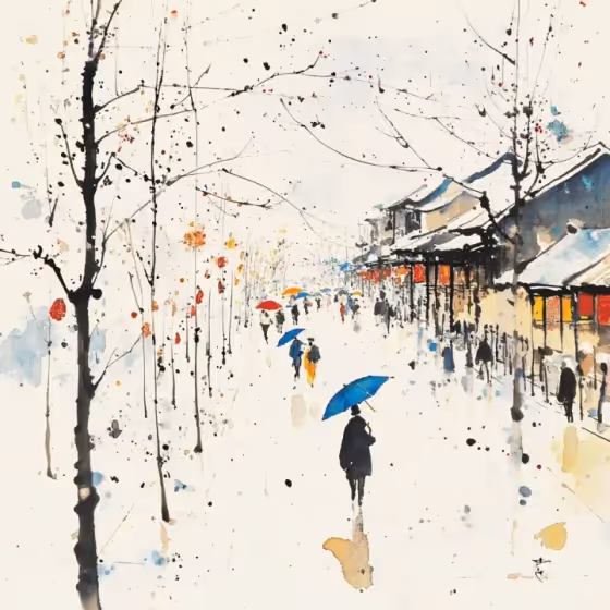 Wu Guanzhong Ink Illustration