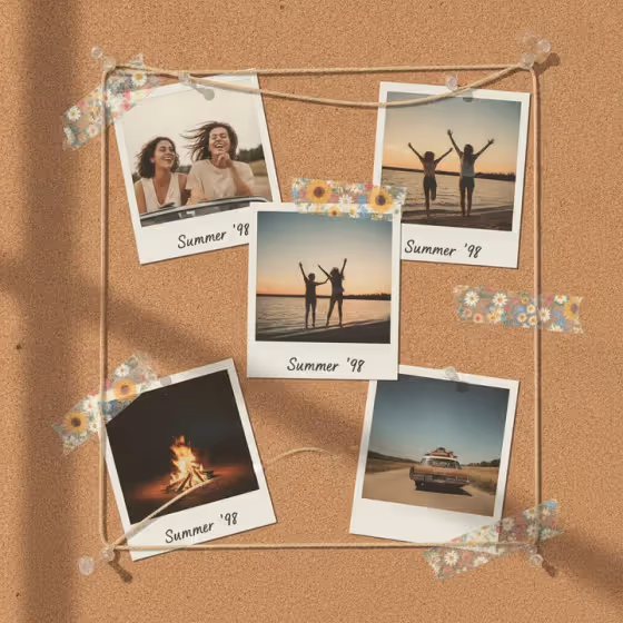 Polaroid Cork Board Collage