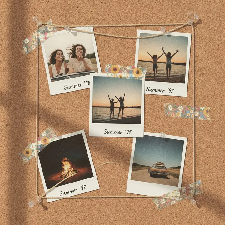 Polaroid Cork Board Collage