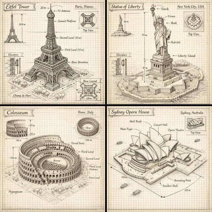Isometric Blueprint Illustration