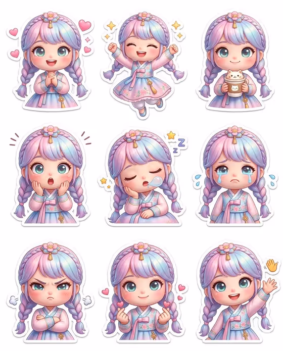 Chibi Sticker Sheet template result
