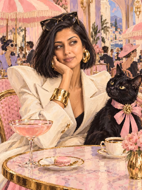 Riviera Cafe Oil Painting
