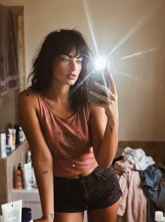 Mirror Selfie Flash Aesthetic