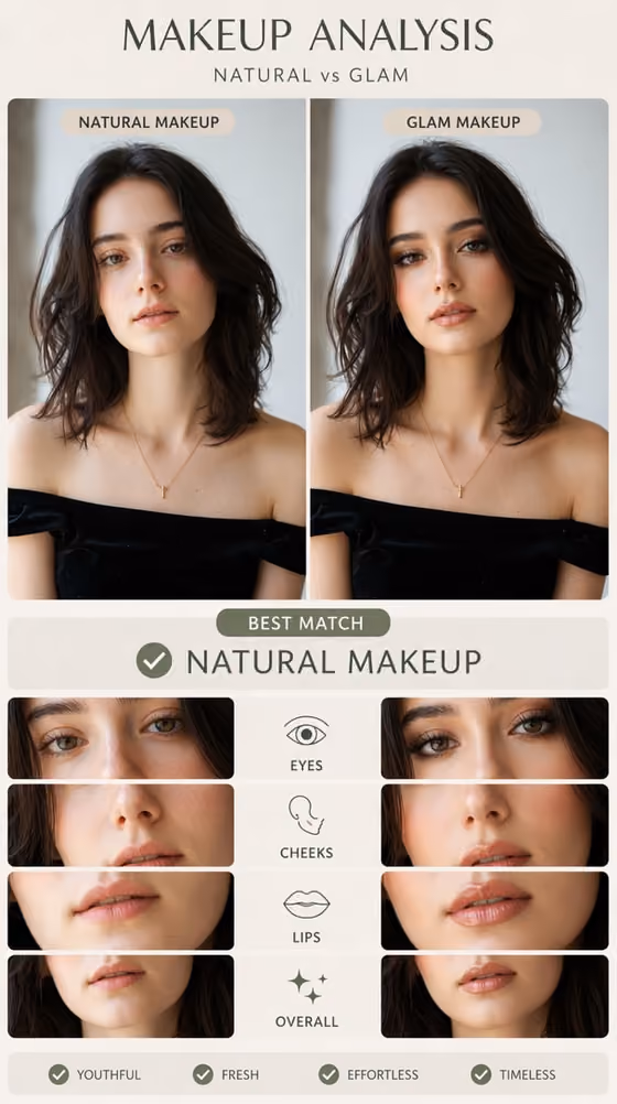 Natural vs Glam Makeup template result
