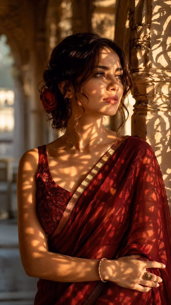 Golden Hour Saree Portrait template result