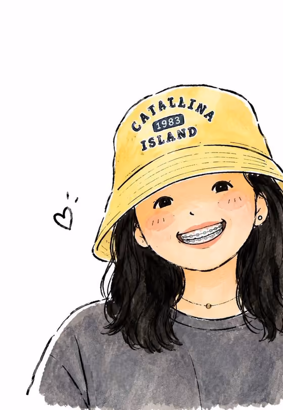 Watercolor Bucket Hat Girl