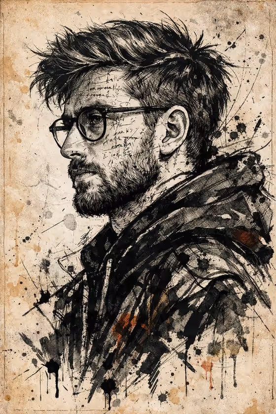 Ink Manuscript Portrait