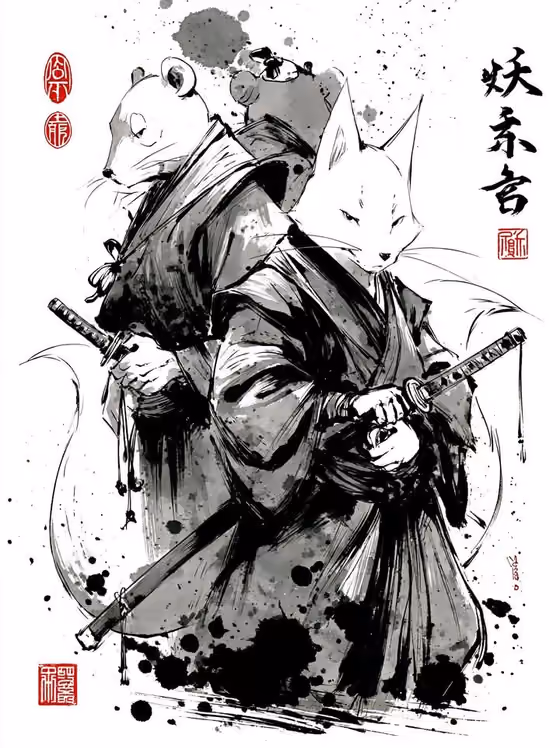 Sumi-e Samurai Duo