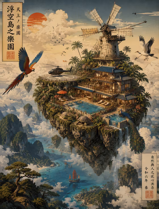 Ukiyo-e Floating Island
