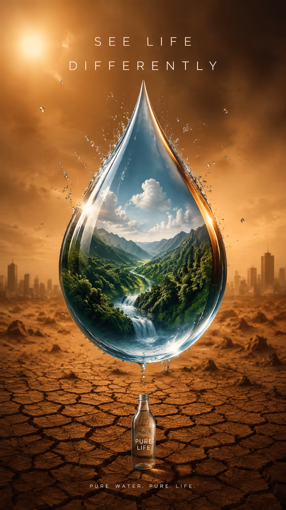 Bottled Water Living Window