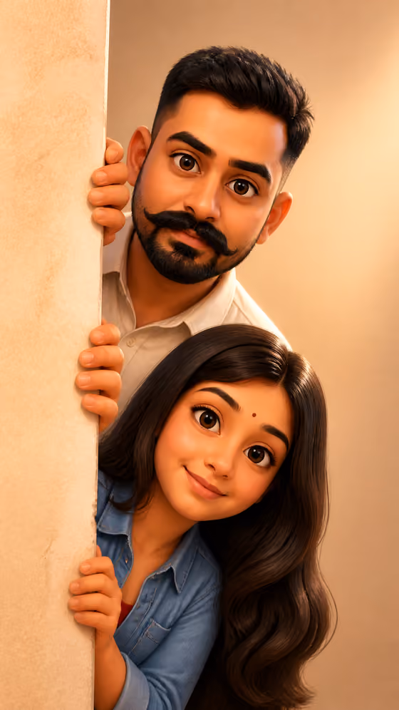 Peeking Cartoon Duo