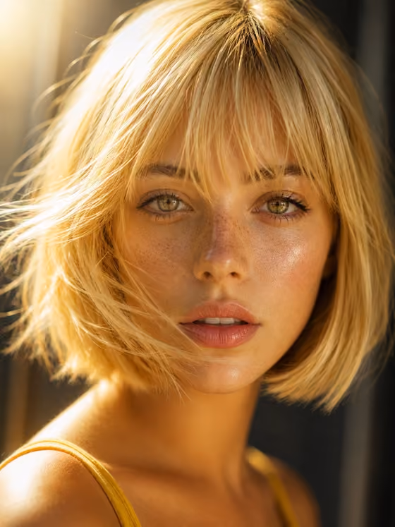 Golden Bob Beauty Portrait