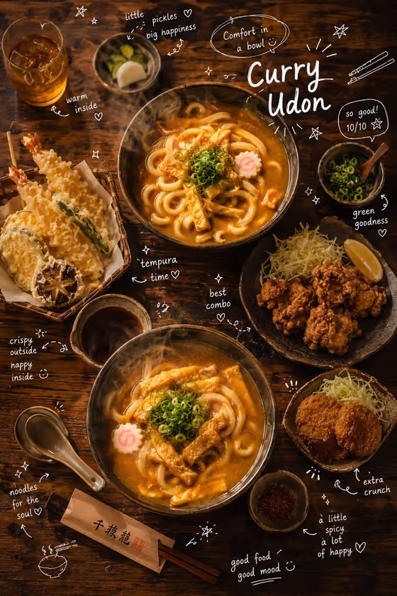 Doodled Food Flat Lay
