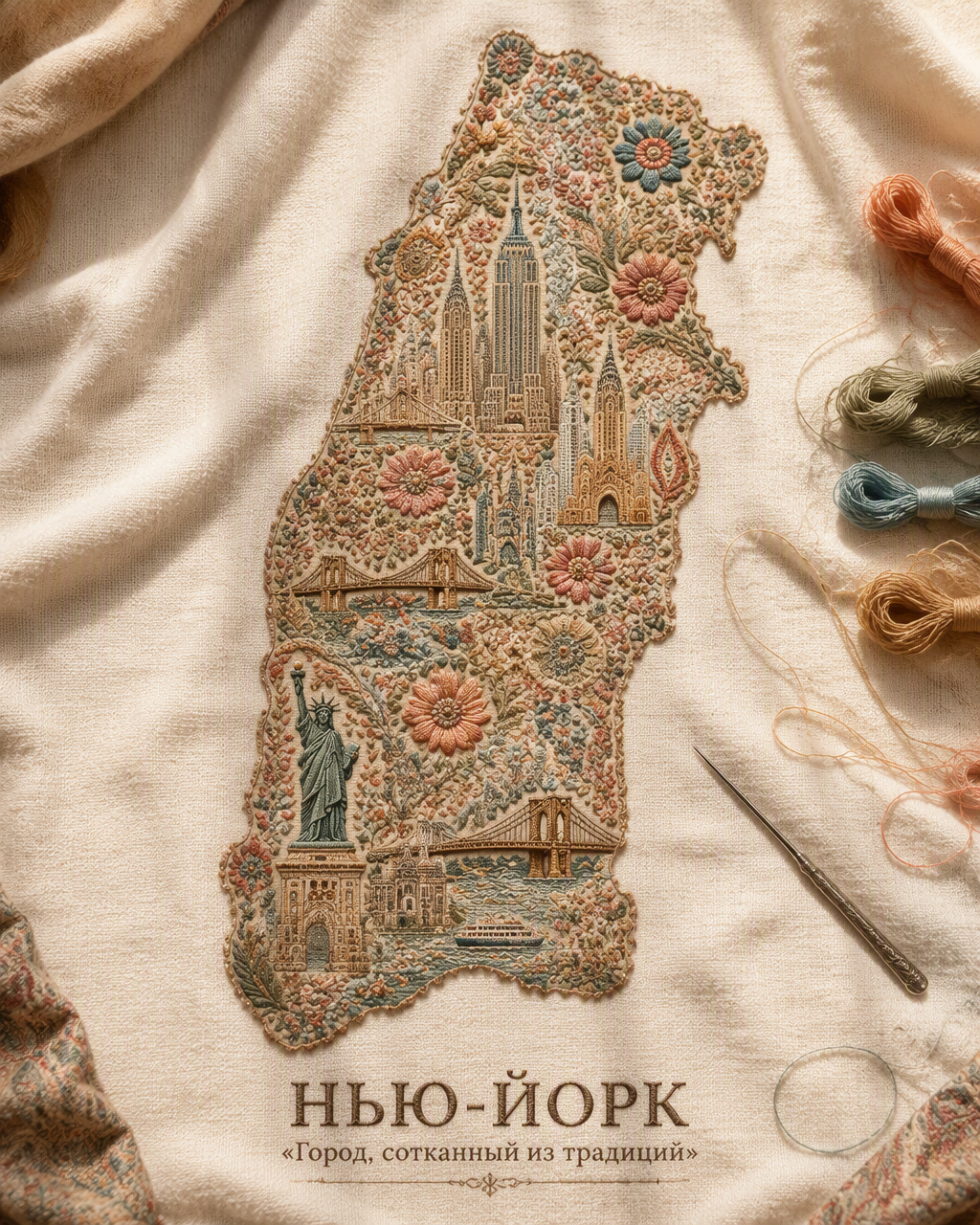 Sozni Embroidered Map Poster