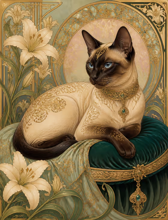 Art Nouveau Cat Portrait