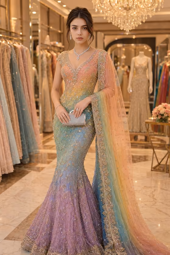 Rainbow Saree Portrait