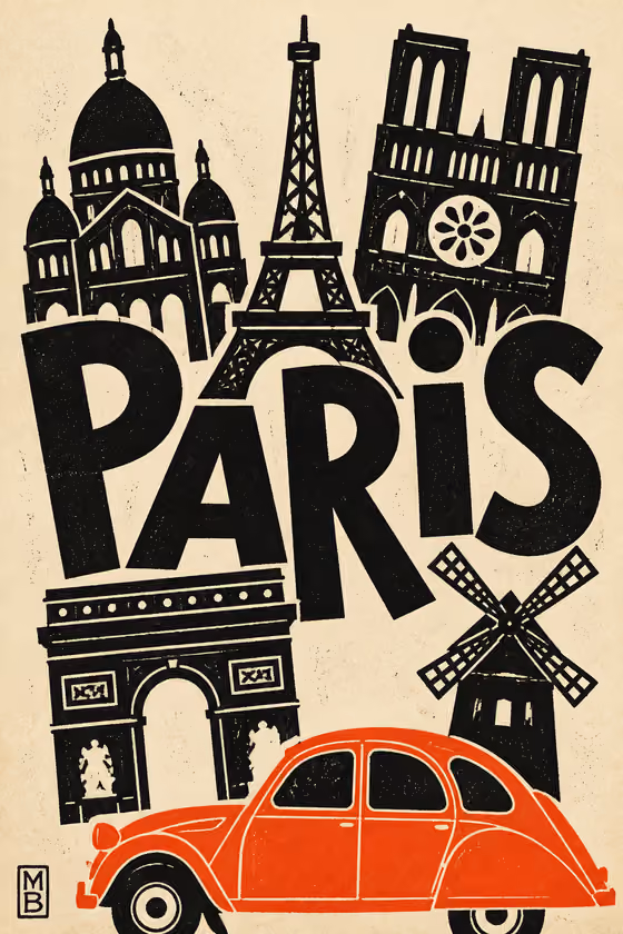 Linocut City Poster