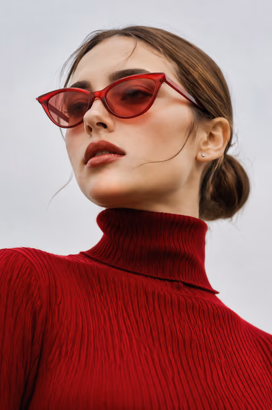 Crimson Turtleneck Portrait