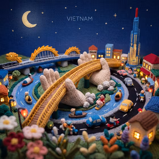 “Vertical composition, 1080x1080. A miniature City made entirely in