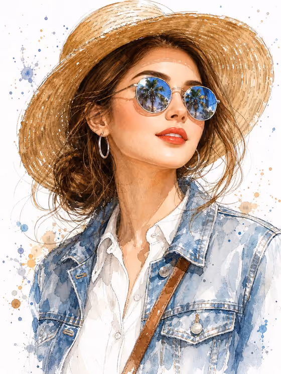 Sunlit Straw Hat Portrait