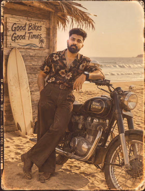 Retro Beach Moto Portrait