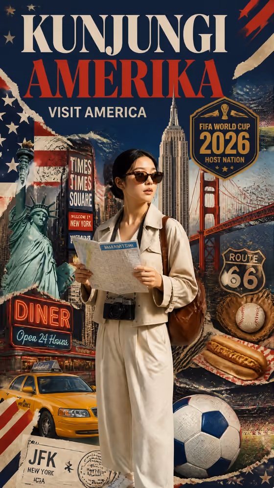 Americana Travel Collage Poster