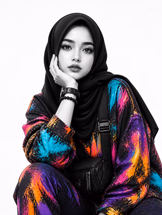 Monochrome Splash Hijab Editorial