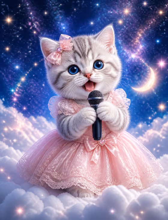 Dreamy Singing Kitten