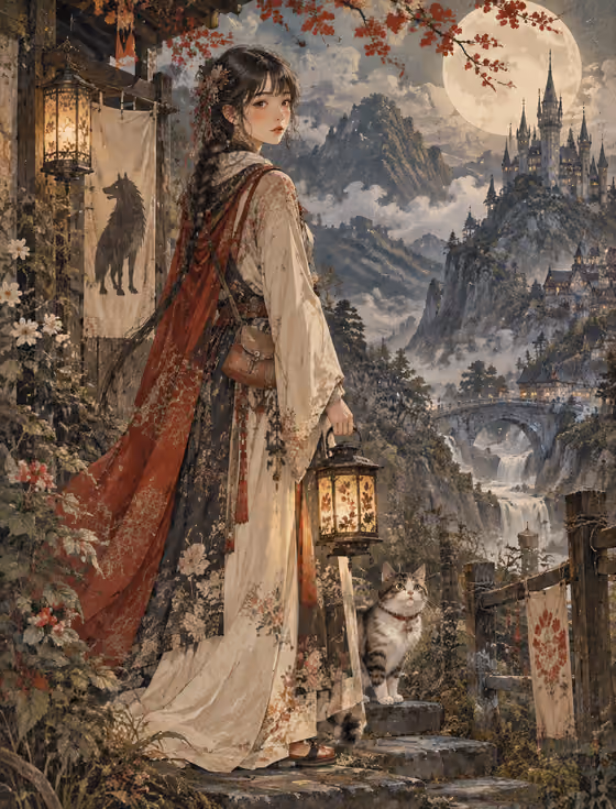 Gongbi Fairy Tale Painting