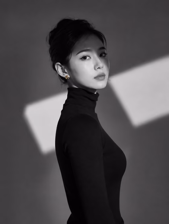 Minimal B&W Studio Portrait template result