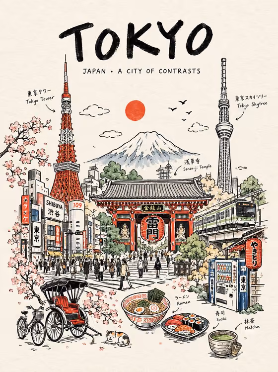 Line-Art Travel Poster