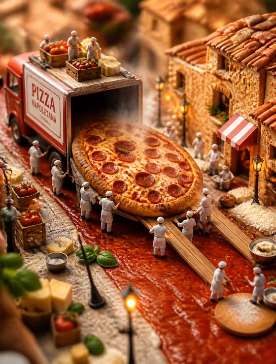 Miniature Pizza Diorama