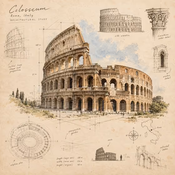 Architectural Sketchbook Study