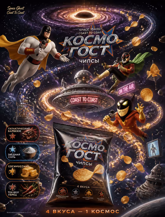 Retro Cosmic Chips Poster