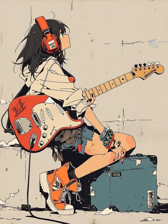 Lo-Fi Guitar Girl template result