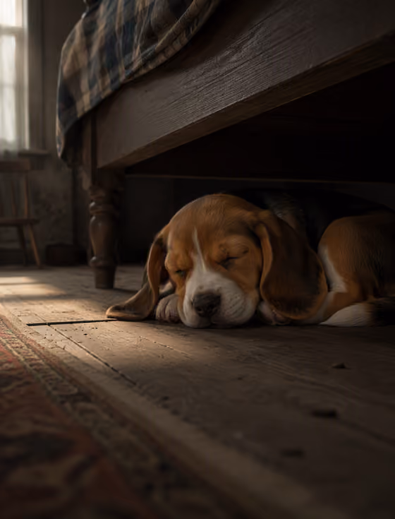 Sleeping Puppy Under Bed
