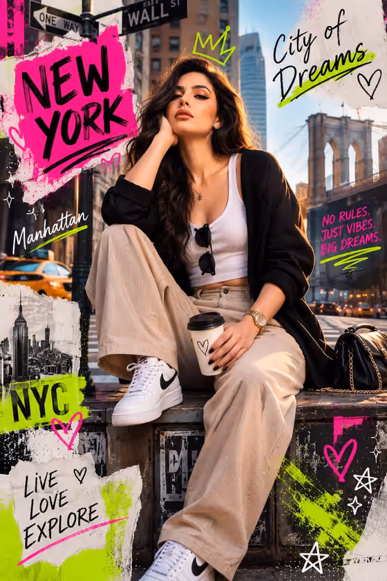 Neon Fashion Collage