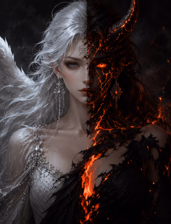 Angel Demon Split Portrait