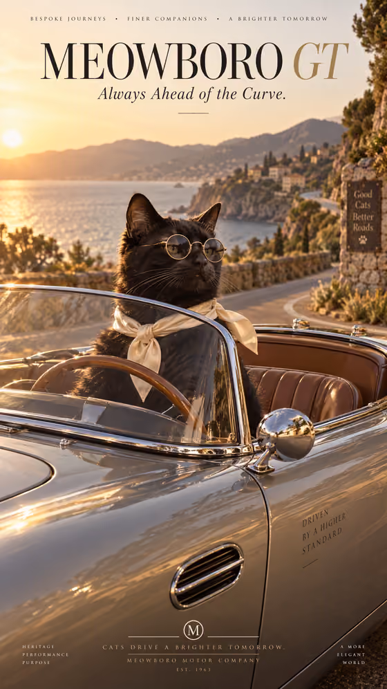 Cat Motoring Poster