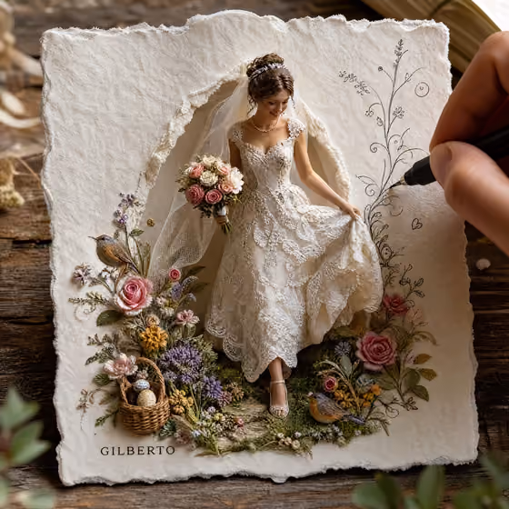 Paper Relief Bride