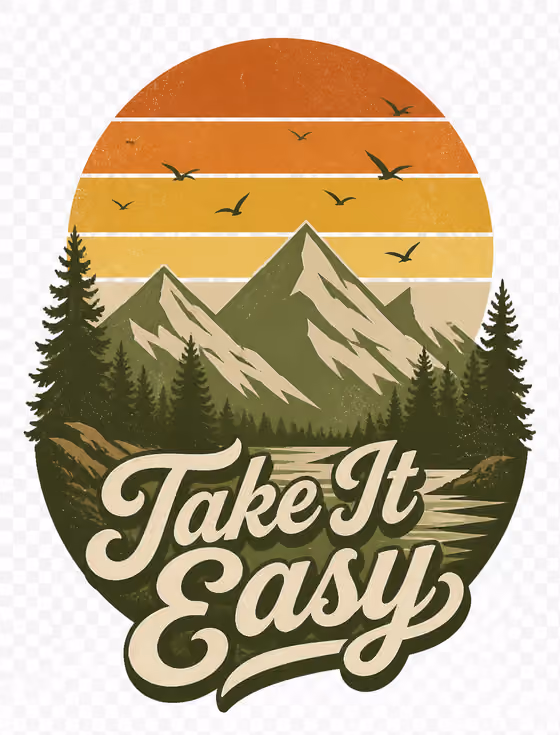 Minimal retro landscape with geometric mountains, oversized striped