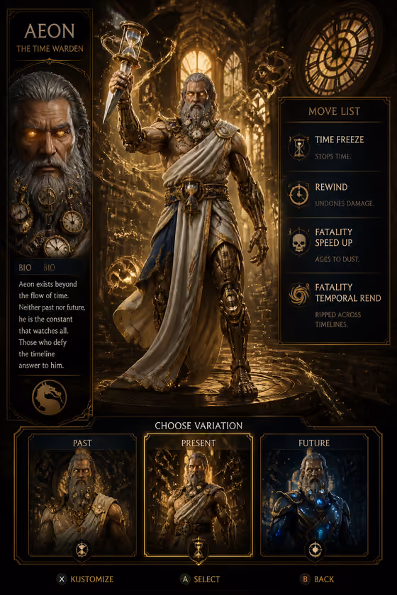 Time Warden Select Screen