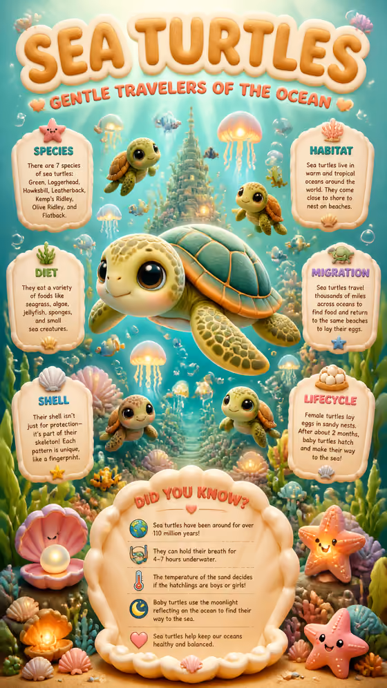 Sea Turtle Facts Poster