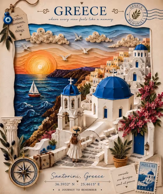 Paper Quilling Travel Poster