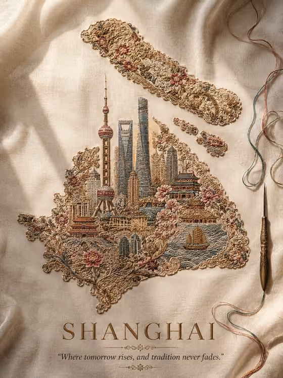 Luxury Embroidered City Art