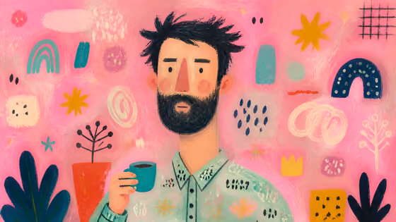 Whimsical Folk-Art Portrait
