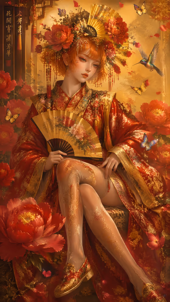 Gilded Peony Portrait