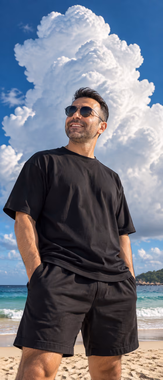 Low-Angle Beach Portrait