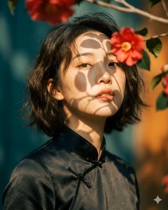Camellia Qipao Portrait template result